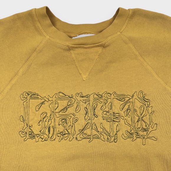 CRTFD Organic Cotton Embroidered Logo Crewneck Sweatshirt in Mustard Size Large - Picture 3 of 12